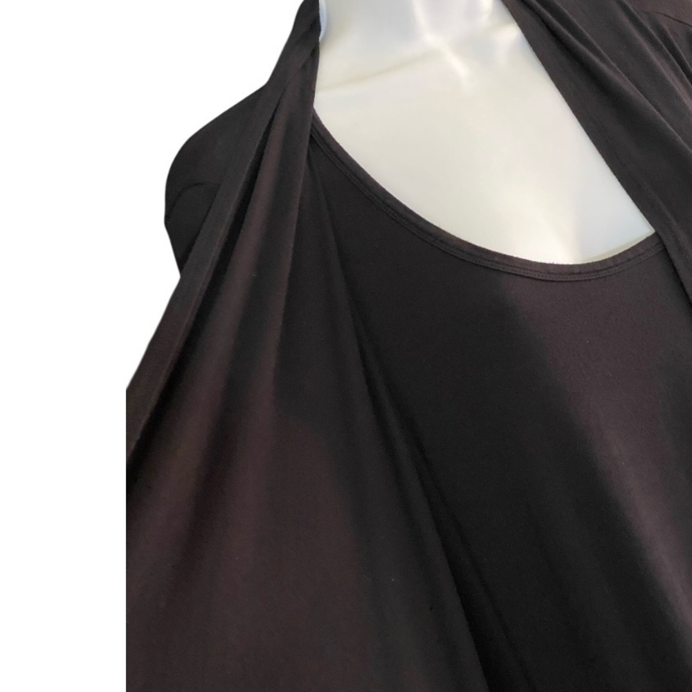 Soma Lounge Wear Stretchy Flowy Top L Black Layered Modest Lagenlook Minimalist - Picture 3 of 8
